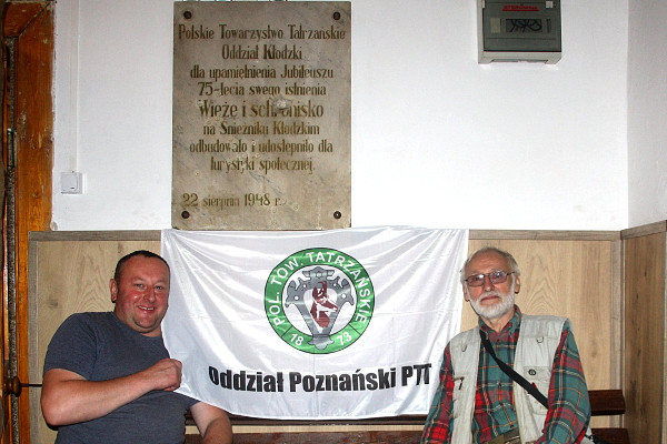 Tablica pamiątkowa ze Śnieżnika
Lech Rugała wraz z Jackiem Fastnachtem 16 sierpnia 2019
